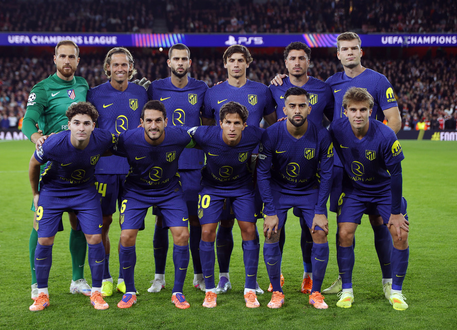 Once inicial del Atlético de Madrid en el Emirates Stadium