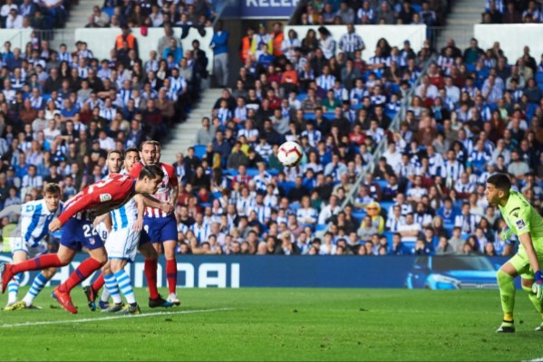 Testarazo de Morata que abría el marcador.