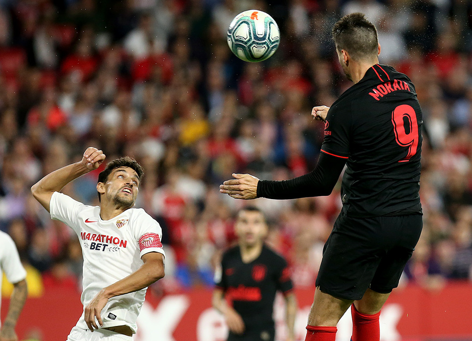 Cabezazo de Morata que suponía el empate en el marcador.