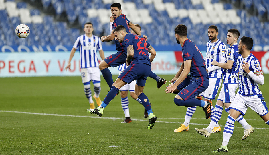 Cabezazo de Mario Hermoso a la red que ponía el 0-1 en el marcador.