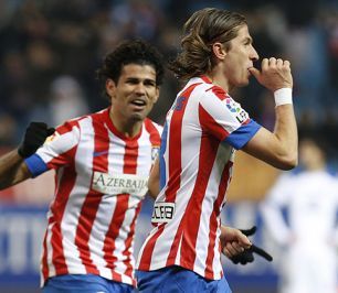 Filipe Luis y Diego Costa, goleadores en el partido ante los azulones del Getafe Filipe Luis y Diego Costa, goleadores en el partido ante los azulones del Getafe